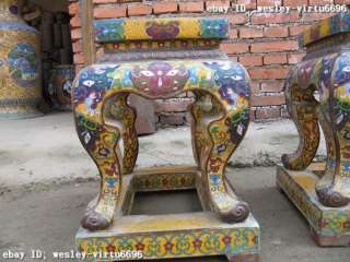 Chinese Huge royal Copper cloisonne enamel stool Pair  