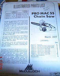 McCulloch Pro Mac 55 Parts list  