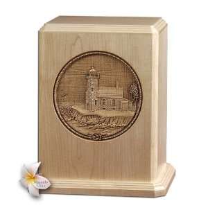  Lighthouse Laser Carved Maple Wood Cremation Urn