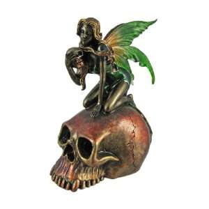   Finish Fairy On Human Skull Statue Color Accents
