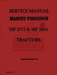 Massey Ferguson MF 2775 MF 2805 Tractor Service Manual  