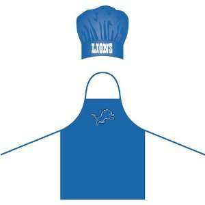  Detroit Lions NFL Barbeque Apron and Chefs Hat: Sports 