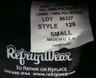 NEW REFRIGIWEAR 125 SMALL SM WORKERS WORK JACKET COOLER  