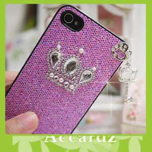 key2)Crown Purple Bling Hard Case Cover iPhone 4 4G  