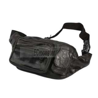   Fanny Pack Belt Bag Durable Men Sheep Leather Waist Pack Black  