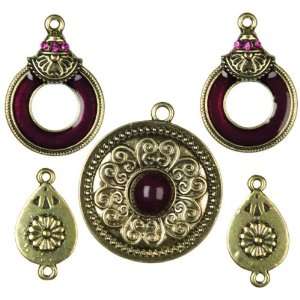  Queen Of The Nile Metal Pendant W/4 Charms 5/Pkg Eggplant 