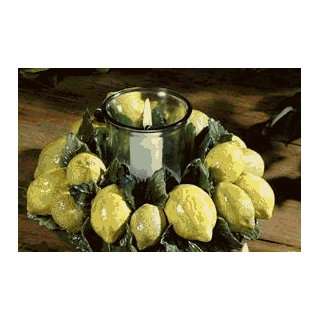 Intrada CDL9230 Round Lemon Centerpiece With Candle & Glass 12 Inch D
