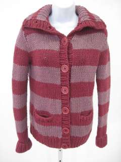 MARC JACOBS Burgundy Stripe Button Up Sweater Sz S  