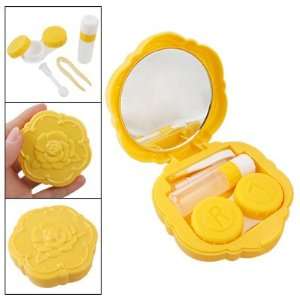  Yellow Rose Shaped Plastic Contact Lens Case w Built in 