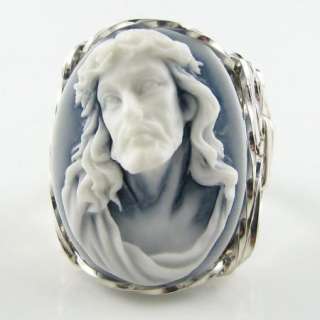 Crown Of Thorns Jesus Cameo Ring Sterling Silver Custom Jewelry  