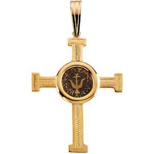 Engraved Cross Pendant With Widows Mite Coin R41545  
