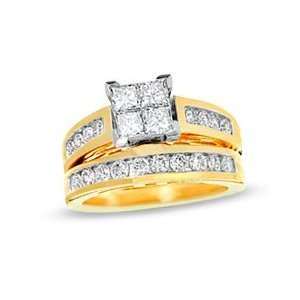 Gordons Jewelers Quad Princess Cut Diamond Bridal Set in 14K Gold 1 1 