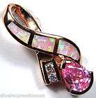 14K Rose Gold Plated Sterling Silver Pink Opal Inlay and Pink Topaz 