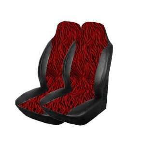  2 Animal Print Front Seat Cover   Red Zebra: Automotive