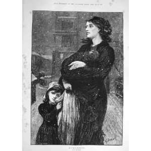  1876 Homeless Buckman Lady Baby Child Snow Old Print: Home 