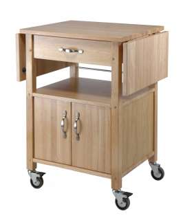 Double Drop Leaf Kitchen Island Cart Cabinet Solid Wood  