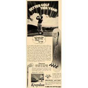  1940 Ad Kroydon Lefties Golf Clubs Hy Power Iron Swing 