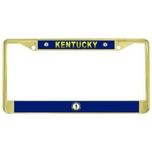  Kentucky State Flag Gold Tone Metal License Plate Frame 