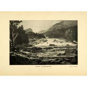 1900 Print Thomas Fearnley Art Norway Labro Waterfall Nature Vaering 