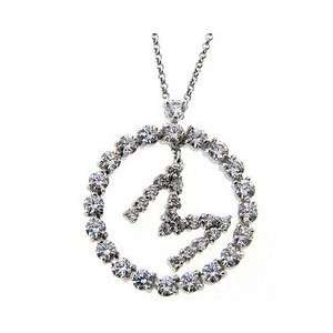  Sterling Silver CZ Initial Pendant M Jewelry