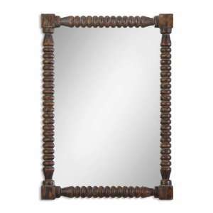   Mirror Turned Wood Frame Finished In Heavily Black
