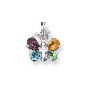   Silver Multicolor CZ Butterfly Charm West Coast Jewelry Jewelry