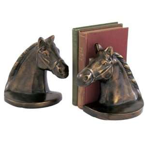  Bronzed Iron Horse Head Bookend Pair