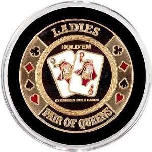  Ladies Pair of Queens Poker Card Guard Protector: Sports 