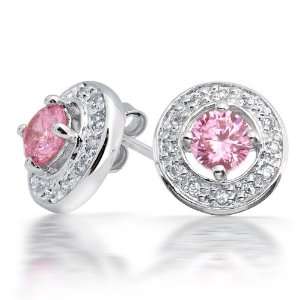  Bling Jewelry Think Pink Sterling Silver Pink CZ Round 