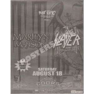 Slayer Marilyn Manson Denver 2007 Concert Ad Poster 