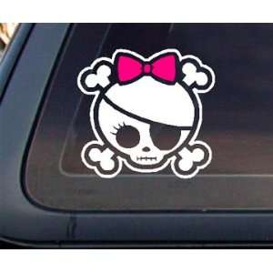  Skull with PINK BOW Car Decal / Sticker: Automotive