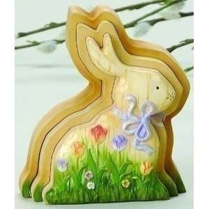   Pack of 2 WoodWorks Easter Bunny Puzzle Figures 5.25