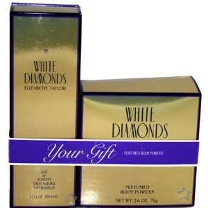 WHITE DIAMONDS Perfume. EAU DE TOILETTE SPRAY 3.3 oz & BODY POWDER 2.6 