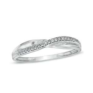  Diamond Accent Crossover Band in Sterling Silver   Size 7 