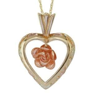  Coleman Black Hills Gold Heart with Rose Necklace: Jewelry