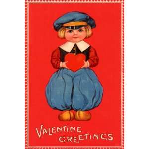  GIRL LOVE HEARTH VALENTINE GREETINGS VINTAGE POSTER REPRO 