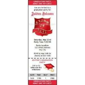  Red Crest Graduation Party Ticket Invitation: Health 
