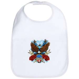  Baby Bib Cloud White Freedom Eagle Emblem with United 