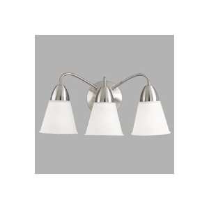  Three Light Brushed Nickel Etched Glass Fixture: Home 