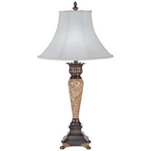   Fossil Marble Bronze Finish Traditional Table Lamp