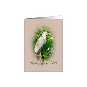 Birthday, 24th, Cattle Egret Bird in Tree Card Toys 