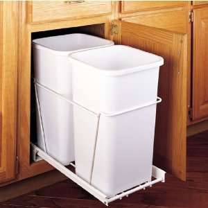 Rev A Shelf Dbl Slide Out Waste Ctrs, 2/27 Qrt, White, FEG:  