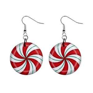Peppermint Candy Dangle Button Earrings Jewelry 1 inch Round 12709341