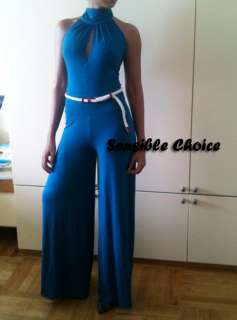 Sexy EVENING HOLIDAY BACKLESS LONG FLARED JUMPSUIT PLAYSUIT XS S M L 
