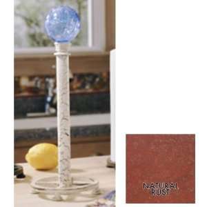 Blue Glass Finial Iron Paper Towel Holder (Natural Rust) (16H x 6W x 