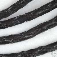 Pack of 35 BLACK Braided Leather 3mm BOLA CORD  