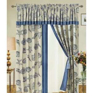   Seashell Drapery Panel w/ Tassels / Sheers Curtain Set