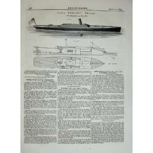  1875 Engineering Drawing Spar Torpedo Boats Diagrams