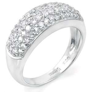 Sterling Silver CZ Pave Setting Ladies Band Ring  