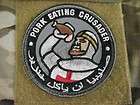 PORK EATING CRUSADER BLACK B&W VELCRO MORALE PATCH ISAF AFGHANISTAN 